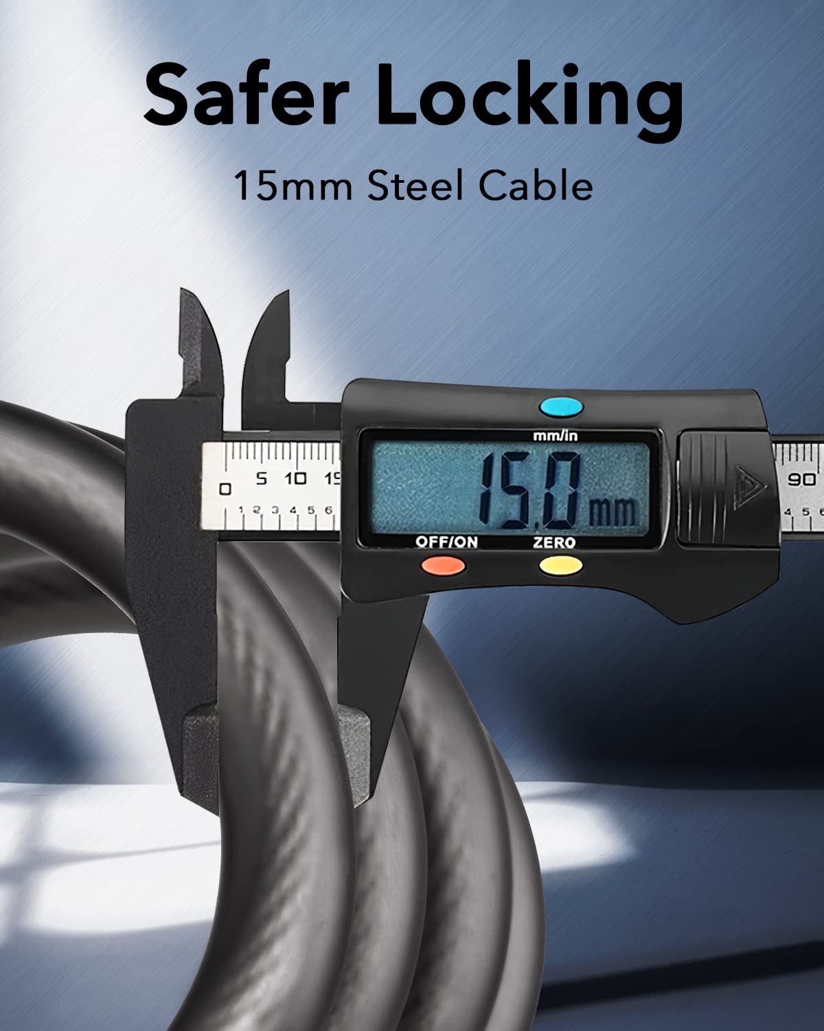 KEYSTP Cable de candado para bicicleta, cable de acero de hasta 15 mm más grueso, candado de bicicleta con combinación reiniciable de 5 dígitos de alta seguridad antirrobo, candado para scooter con s