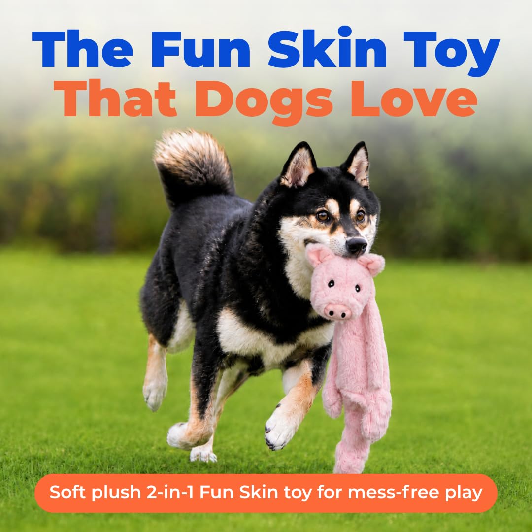 Best Pet Supplies - Juguete de Piel Divertida 2 en 1 para Perro, sin Relleno, tamaño Mediano
