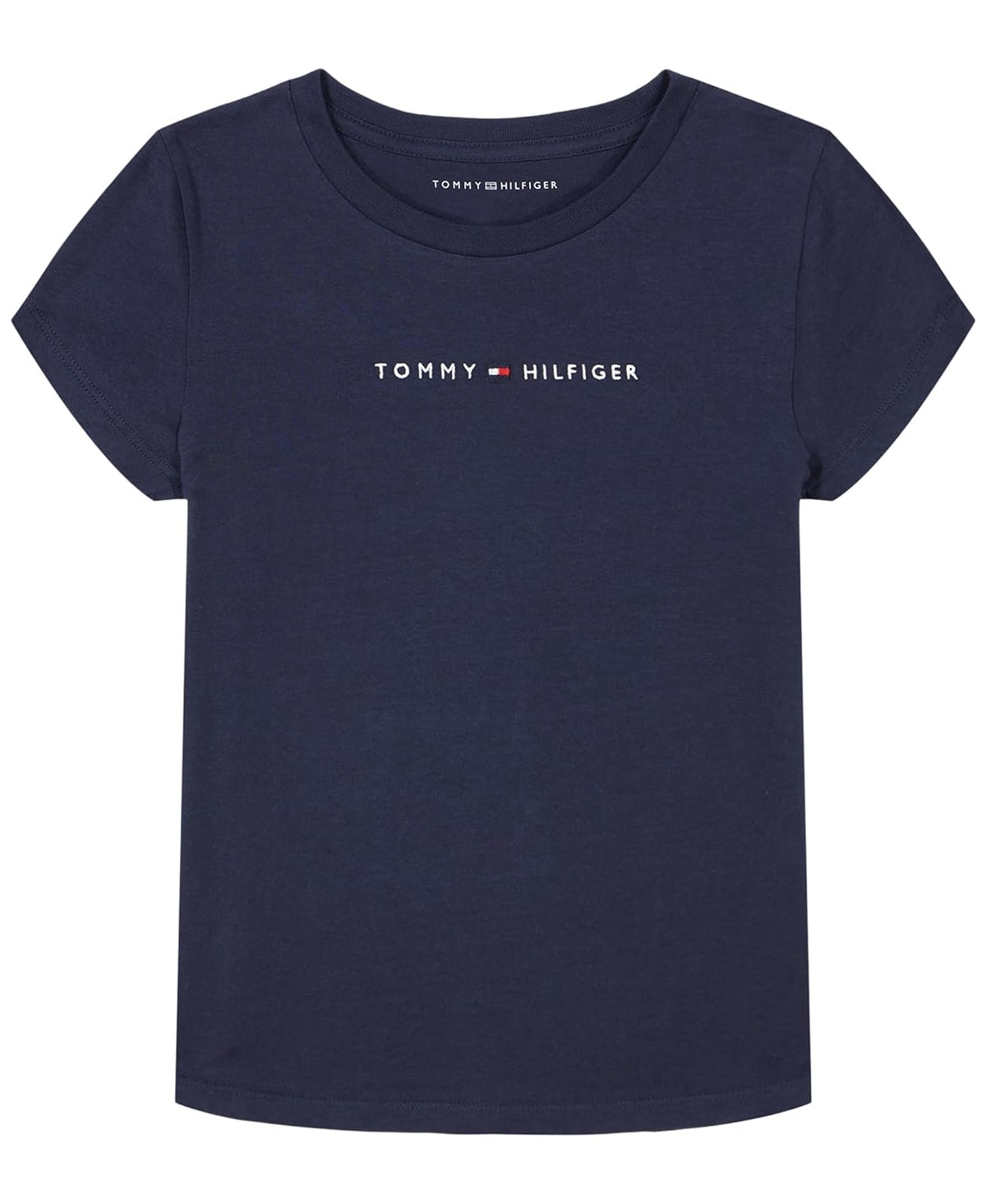 Tommy Hilfiger Playera de Manga Corta con Logo Bandera para Niña - 16 - Logotipo azul marino - clásico