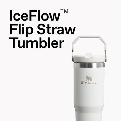 Stanley IceFlow 2.0 - Vaso con popote abatible con asa, 30 onzas, tapa giratoria y popote abatible, botella de agua resistente a fugas, acero inoxidable aislado, sin BPA, tostada