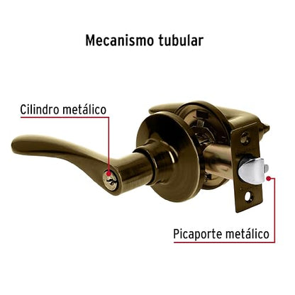Hermex Basic CEMA-2RB Cerradura Basic manija, cil metal, recámara, latón antiguo, color Latón antiguo, pack of/paquete de 1