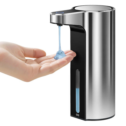 EKO Aroma - Dispensador automático de jabón líquido de 9 onzas líquidas, Recargable y Resistente al Agua para Cocina y baño con Control de Volumen de dispensación de jabón Ajustable (Cromo metálico) - 9 oz (Standard Rechargeable) - Cromo metálico