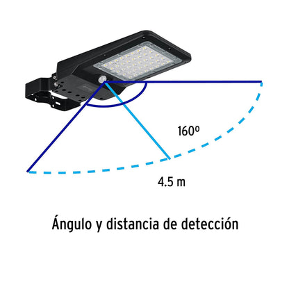 Volteck SUB-901L, Luminario suburbano LED 8 W con panel solar, luz blanca fría 6500K, IP 65, color negro