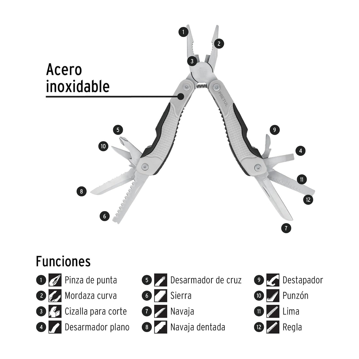 Pretul NAMU-12P, Multiherramienta 12 Funciones