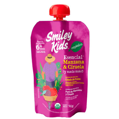 Smiley Kids Mix Manzana Papilla Orgánica 18x90g | Tipo: papilla infantil, dieta orgánica, color natural, sin aditivos artificiales, pack 18 unidades de 90g