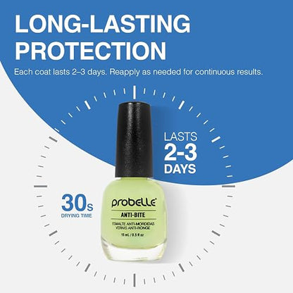 Probelle Anti-Bite - Tratamiento de mordeduras de uñas para niños y adultos - Esmalte de uñas sin mordedura para pulgares y chupar el pulgar - 9 Free - 5 fl oz (0.9 fl oz)