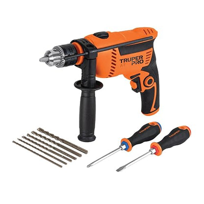 TRUPER COMBOR-1/2A7, Combo rotomartillo/destornillador 1/2" 650W con 8 accesorios