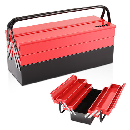 DNA Motoring Caja de Herramientas de Metal de 21 Pulgadas, 3 Capas, 5 cajones organizadores, Caja de Herramientas Plegable multifunción para el hogar, almacén, Taller de Reparaciones, TOOLS-00412