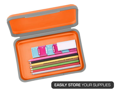 It's Academic Flexi - Caja de almacenamiento con tapa, diseño plegable para manualidades y material escolar, color naranja
