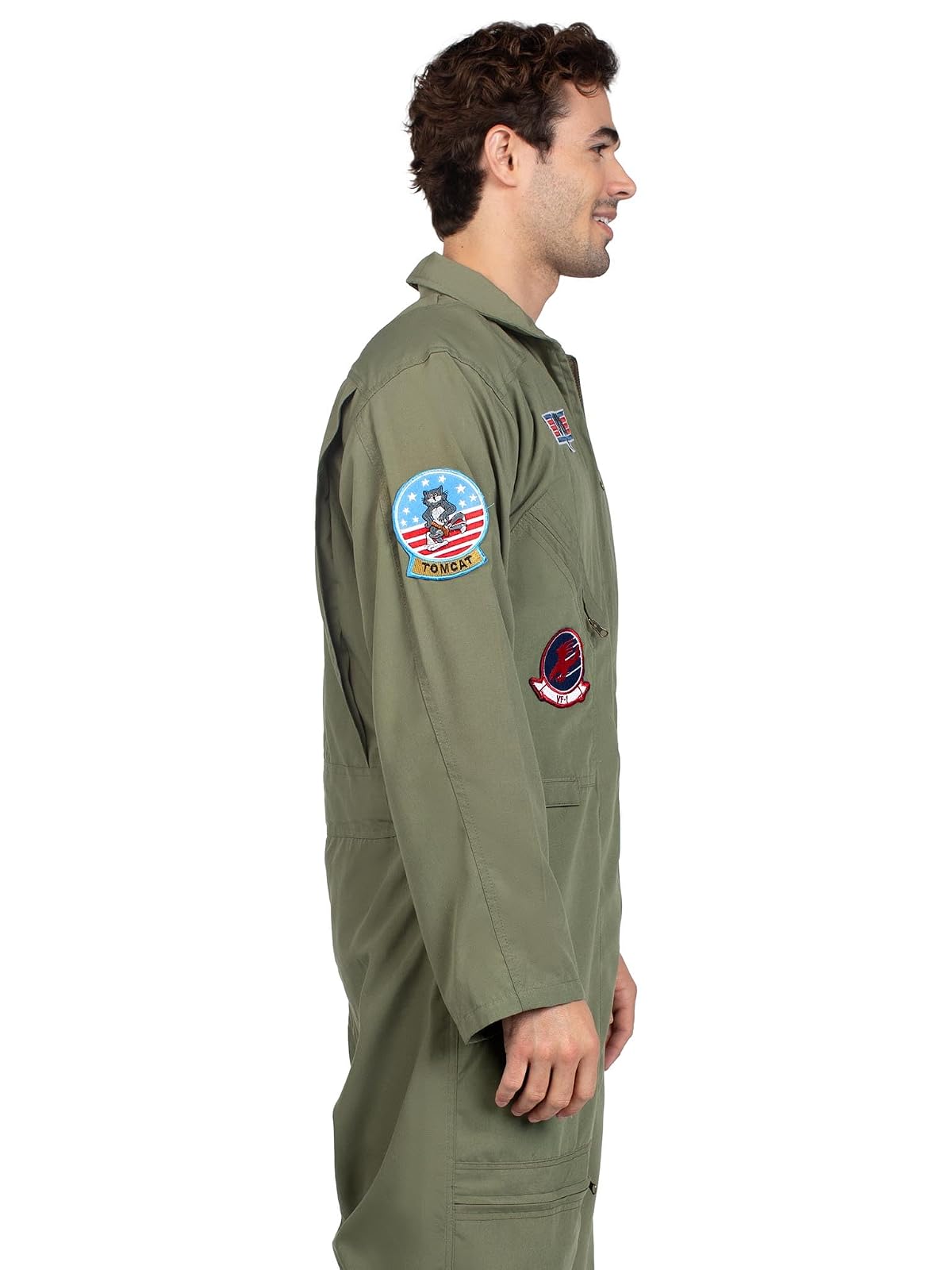 Leg Avenue Men's Top Gun Flight Suit Costume, Khaki/Green, X-Large
