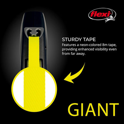 Flexi Giant Tape Leash , 26 ft, Large, Black/Neon