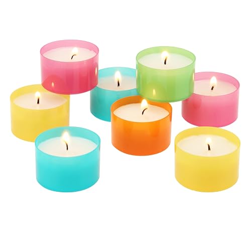 Stonebriar - Juego de 96 velas de té multicolor sin aroma con tiempo de combustión de 6 a 7 horas