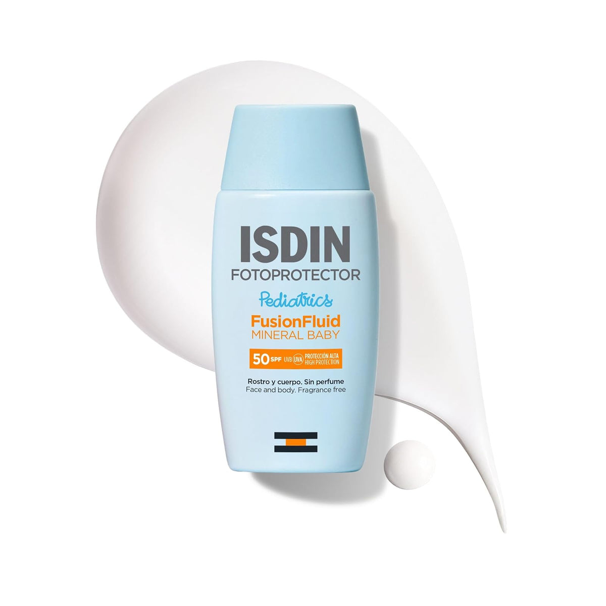 ISDIN fotoprotector fusion fluid mineral baby pediatrics spf 50, protector solar facial 100% mineral para la piel del nino y bebe, 50ml