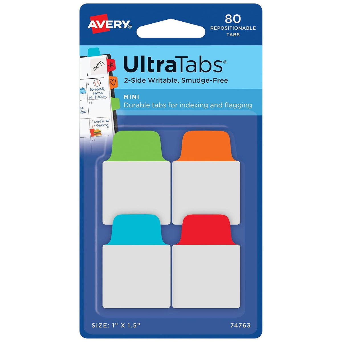 Avery 74763 Mini Ultra Tabs Reposicionables 2.5x 3.8 cm paq 80