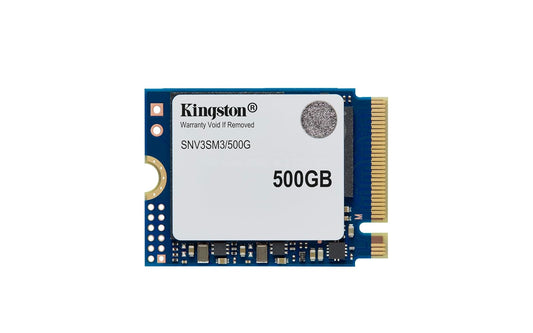 Kingston SSD NV3, Capacidad: 500GB, Factor de Forma: M.2 2230, Interfaz: NVMe PCIe Gen 4.0 x 4 Carriles, Lectura: 5000MB/s y Escritura: 3000MB/s, SKU: SNV3SM3/500G