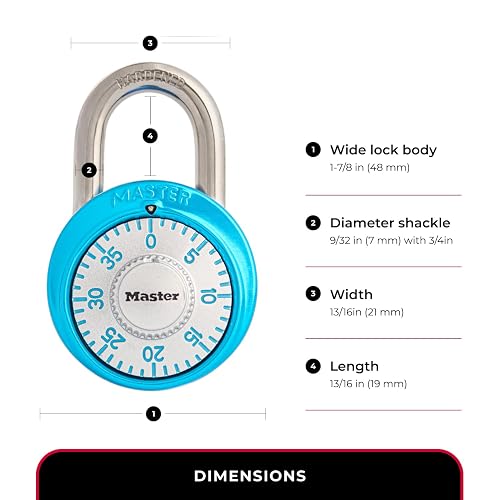 Master Lock 1561DLTBLU Locker Lock Combination Padlock, 1 Pack, Light Blue