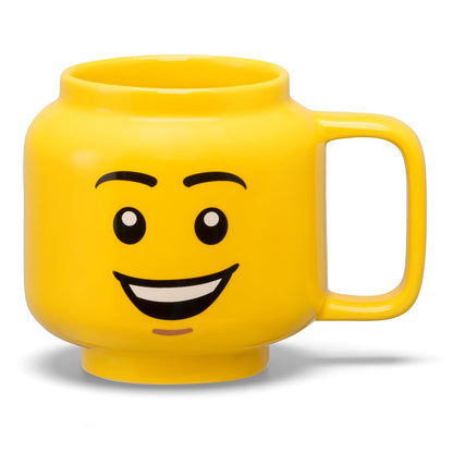 Lego: Taza de cerámica pequeña - Happy Boy - 8.5 onzas (255 ml), cabeza clásica de miniaturas amarilla, taza novedosa, apta para lavaplatos, bebidas calientes y frías, gráfico facial