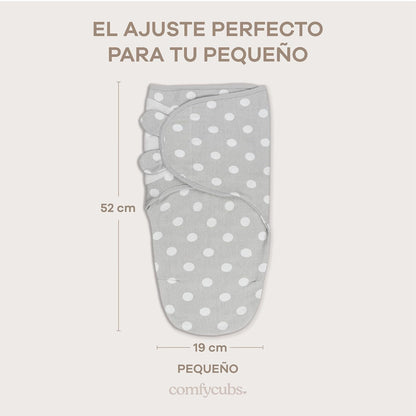 Comfy Cubs Mantas Envolventes para Bebé, Paquete de 3 Mantas | Gris - Manta Envolvente 100% Algodón para Recién Nacidos de 0-3 Meses, Ajustable, Transpirable y Duradera