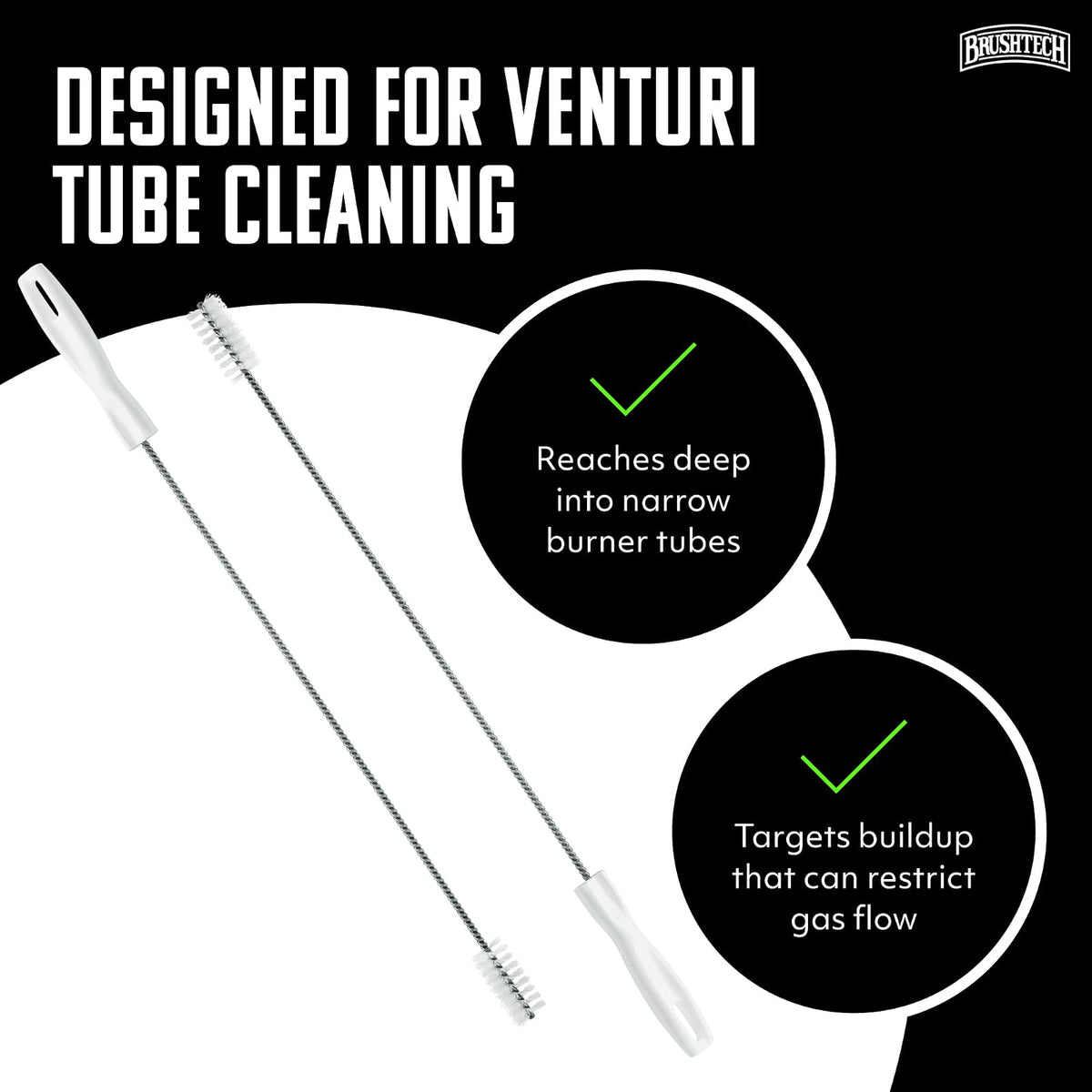 Brushtech Cepillo Venturi para Parrilla de Gas con vástago de Resorte