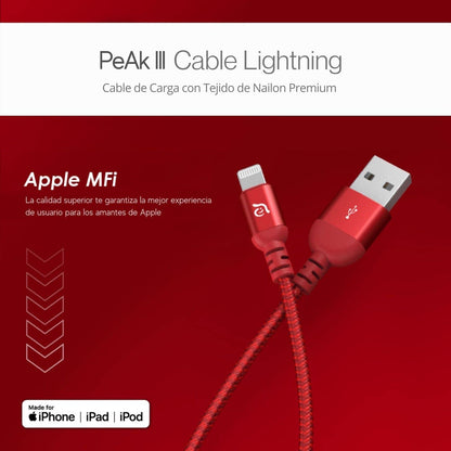 Adam Elements PeAk III 120B USB-A to Lightning Cable 1.2m - Red