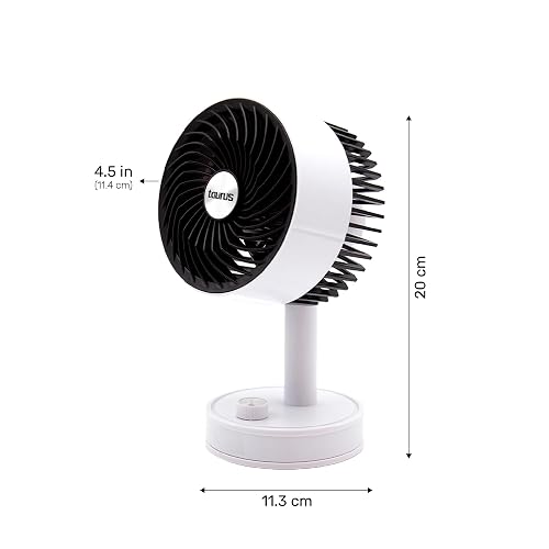 Ventilador Personal Recargable Taurus Pocket | Portátil y Compacto 4.5” | 3 Aspas | Cabezal Ajustable | Batería USB Tipo C | Flujo de Aire Directo | Ideal para Escritorio, Recámara y Oficina