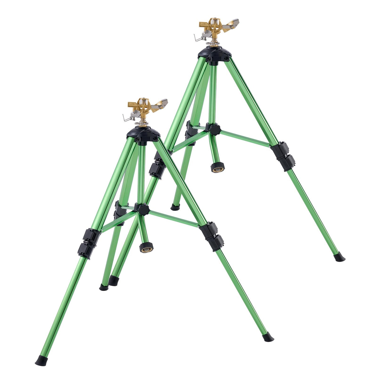 VEVOR Aspersores de Impacto con trípode, Paquete de 2, Cabezal latón 360° | Para céspedes, jardines y patios grandes, dos aspersores trípode de alta resistencia con altura ajustable y amplia cobertura.