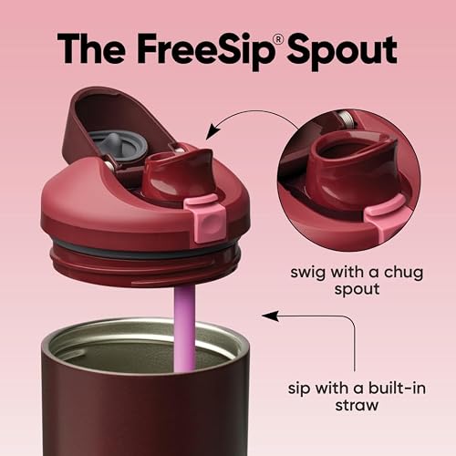 Owala FreeSip - Vaso de acero inoxidable, 40 onzas, color rojo y negro