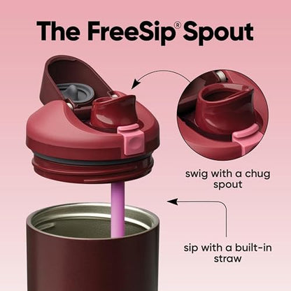 Owala FreeSip - Vaso de acero inoxidable, 40 onzas, color rojo y negro