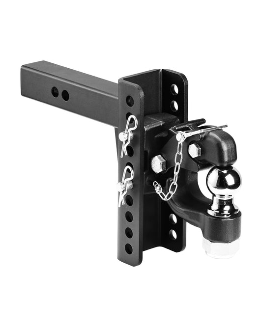 VEVOR Gancho de Enganche Ajustable de 9070 kg para Receptor de 2" Bola de Enganche Combinada de 2-5/16", se Adapta a Anillos de Luneta de 2,5"-3", Caída de 6 Pulgadas, Revestimiento de Polvo Negro