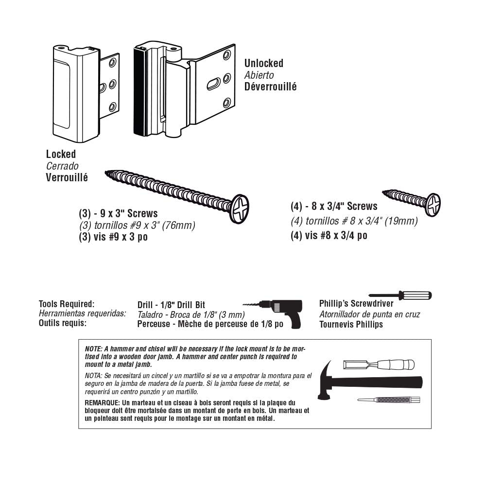 Prime-Line U 11441 - Cerradura de Refuerzo de Puerta - Seguridad Adicional, Bronce Rojo, 3 in.