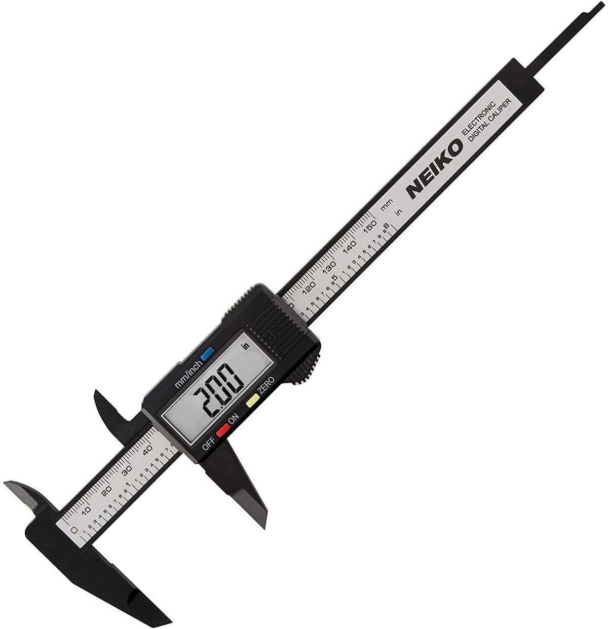 NEIKO 01417A - Pinza digital de 6 pulgadas | Herramienta de medición electrónica | Rango de 0-6 pulgadas o 0-150 mm | Pulgadas y milímetros | visualización LCD grande | Mandíbula de medición externa e