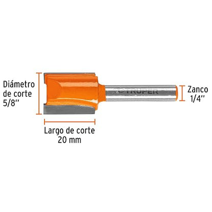 Truper BROU-R2-5/8, Broca para router, recta 2 filos, 5/8"