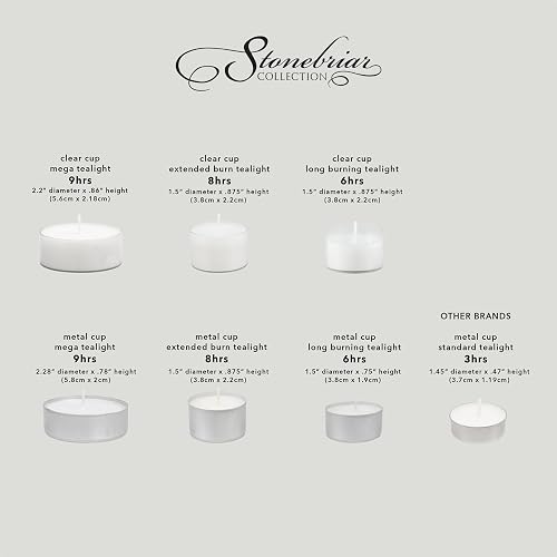 Stonebriar Paquete de 100 velas de té sin perfume con 6-7 horas de tiempo de combustión extendido
