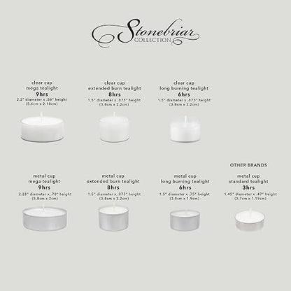 Stonebriar Paquete de 100 velas de té sin perfume con 6-7 horas de tiempo de combustión extendido