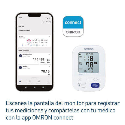 OMRON X3 Comfort Baumanómetro de Brazo, Bluetooth y App Connect | Validado clínicamente, incluso en embarazo. Brazalete Intelli Wrap 22-42 cm. Detecta latidos irregulares. Garantía 5 años.