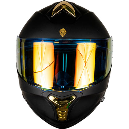 KOV Casco Thunder ABATIBLE Negro Dorado para Moto Mica Dorada Certificado Dot