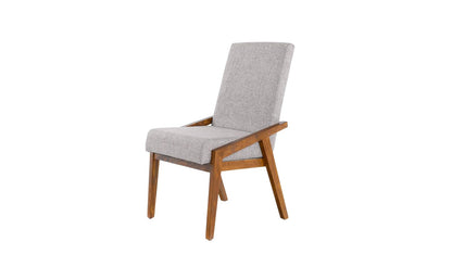 TUGOW Silla de Comedor Tapizada Color Gris y Nogal - Madera de Pino y Tapíz