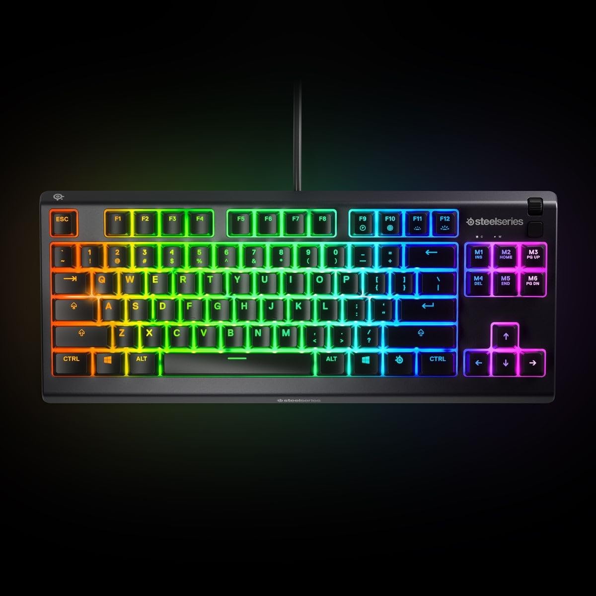 SteelSeries Apex 3 Tkl - Teclado USB RGB para juegos - Factor de forma compacto de deportes electrónicos sin teclas - Iluminación RGB de 8 zonas - Ip32 resistente al agua y al polvo - Diseño QWERTY americano