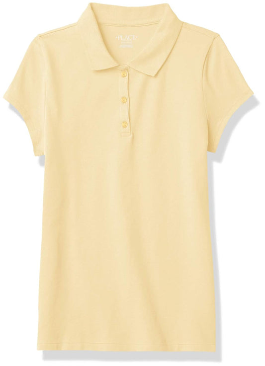 The Children's Place Polo Escolar de Manga Corta para Niña - Pálido (Pale Sun) - 2XG