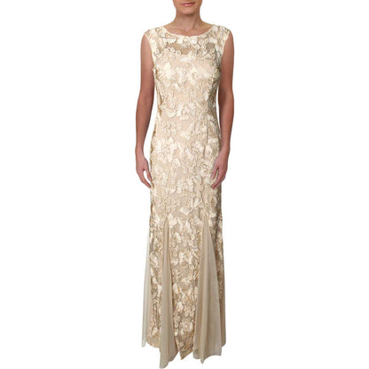 Alex Evenings Vestido Largo Bordado con Detalle Godet Mujer - 10 - campán, (bright Champagne)