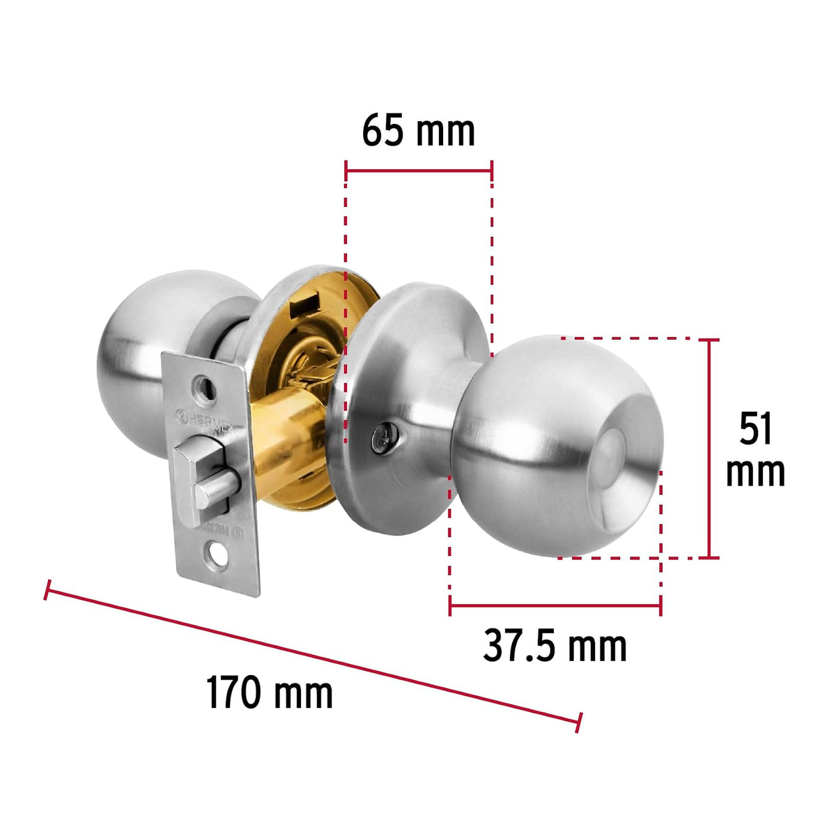 Hermex Basic BALT-CM-EP, Cerradura pomo, entrada, tubular, cromo mate