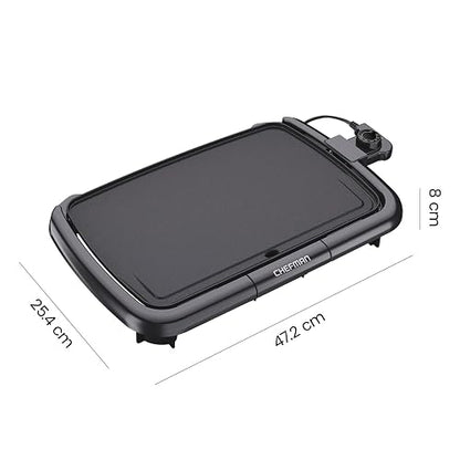 Chefman Plancha eléctrica con control de temperatura extraíble, parrilla ideal para hamburguesas, huevos, plancha para panqueques, superficie de cocción antiadherente fácil de limpiar 10 x 16 pulgadas