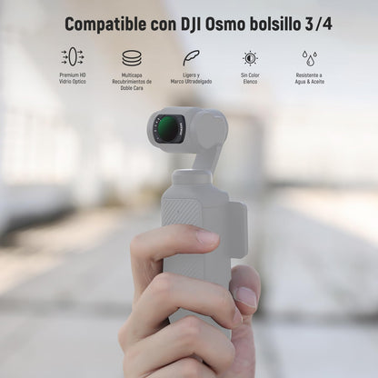 NEEWER Filtro Variable ND2-32 Compatible con dji Osmo Pocket 3,Filtro ND Ajustable Magnético 1-5 Paradas Limitadas,Accesorios Cámara Acción,Vidrio Óptico HD,Incluye 2 Protectores Pantalla LCD,FL-50