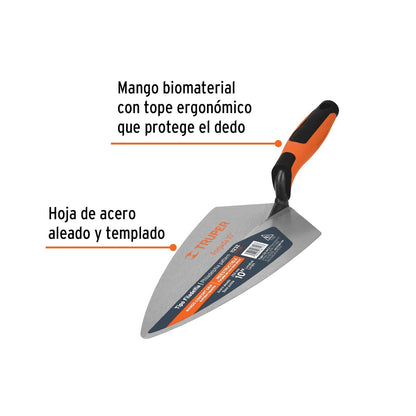 Truper CT-10B, Cuchara para albañil tipo Filadelfia 10" mango