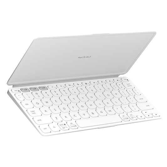 Logitech Keys-to-Go 2 Teclado inalámbrico para iPad con Tapa integrada, Bluetooth, Delgado, estilizado y Compacto para iPad, iPhone, Windows, Android, Linux, Mac, Apple TV, Color - Gris Paleo