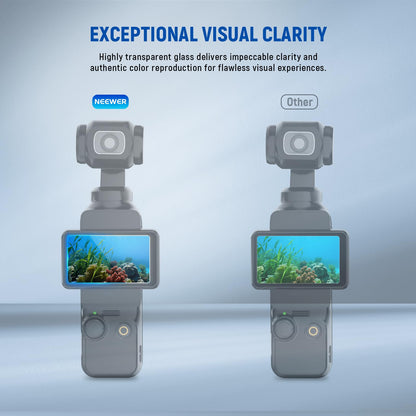 NEEWER Pantalla Protectores Kit (Paquete de 3) Compatible con DJI Osmo Pocket 4 y 3 y Xtra Muse Creator Combo Accesorios, 9H HD Protectora Vidrio Película para Pantalla Táctil & Gimbal Cámara Objetos, CA140