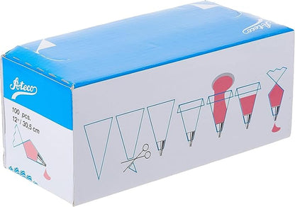 Ateco - Bolsas desechables para decoración, 12 pulgadas - Pack of 100, Transparente, 1