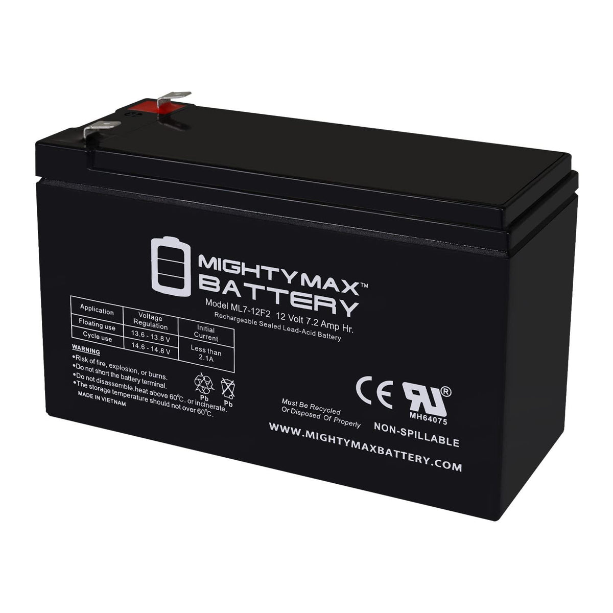 Mighty Max Battery ML7-12F2-12 voltios 7 AH, Terminal F2, batería Recargable SLA AGM
