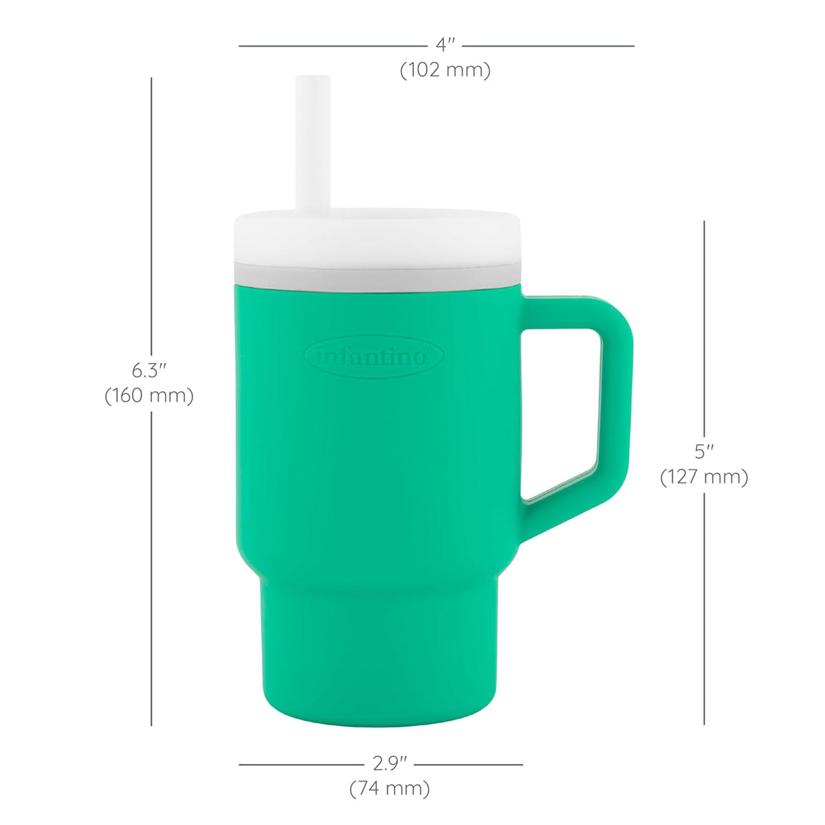 Infantino My 1st Vaso de silicona con popote y asa, resistente a derrames, para la taza de transición sin BPA, alpino