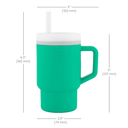 Infantino My 1st Vaso de silicona con popote y asa, resistente a derrames, para la taza de transición sin BPA, alpino